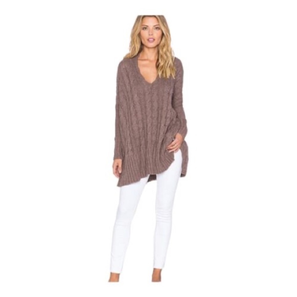 Free People Taupe Cable Knit Sweater